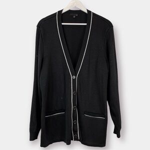NEW Fourmy Black White Open Cardigan Sweater  Size Large Tall